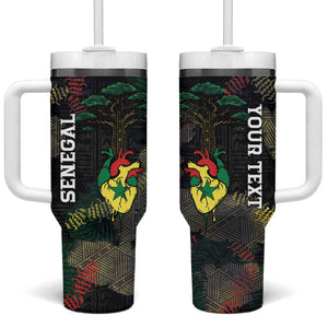 Personalized Senegal Tumbler With Handle Heart Baobab Art Grunge Style