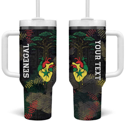 Personalized Senegal Tumbler With Handle Heart Baobab Art Grunge Style