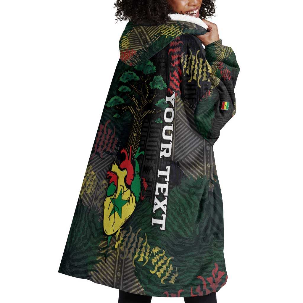 Personalized Senegal Wearable Blanket Hoodie Heart Baobab Art Grunge Style