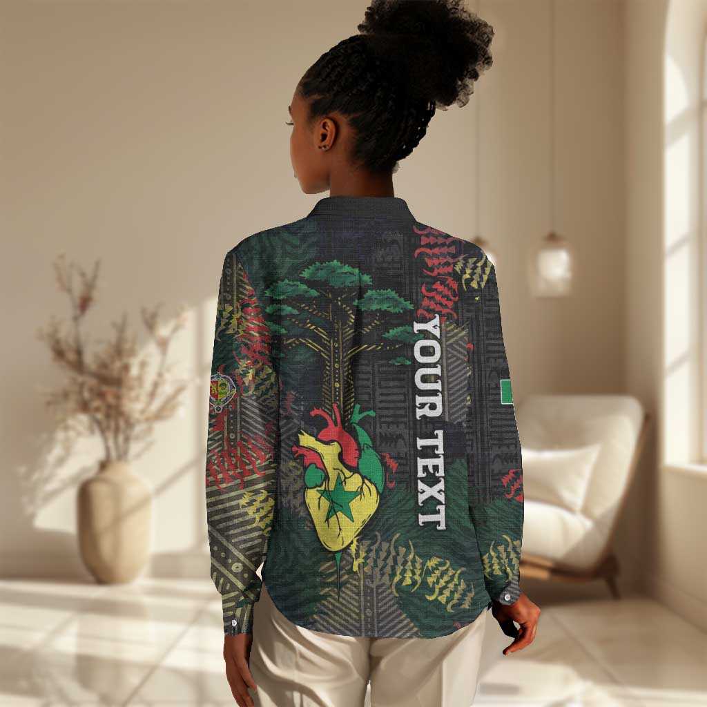 Personalized Senegal Women Casual Shirt Heart Baobab Art Grunge Style