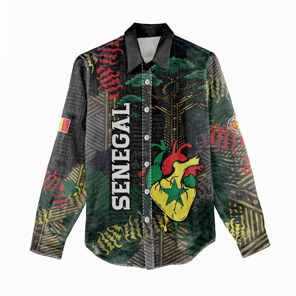 Personalized Senegal Women Casual Shirt Heart Baobab Art Grunge Style