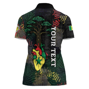 Personalized Senegal Women Polo Shirt Heart Baobab Art Grunge Style
