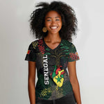 Personalized Senegal Women V-Neck T-Shirt Heart Baobab Art Grunge Style