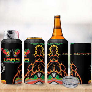 African Juneteenth Freedom Day 1865 4 in 1 Can Cooler Tumbler Colors Liquid Marble With Broken Chains