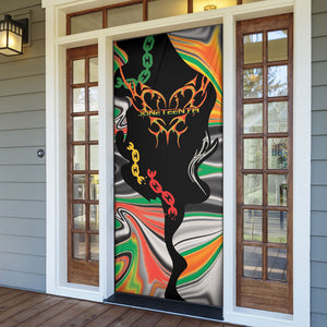 African Juneteenth Freedom Day 1865 Door Cover Colors Liquid Marble With Broken Chains