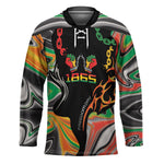 African Juneteenth Freedom Day 1865 Hockey Jersey Colors Liquid Marble With Broken Chains