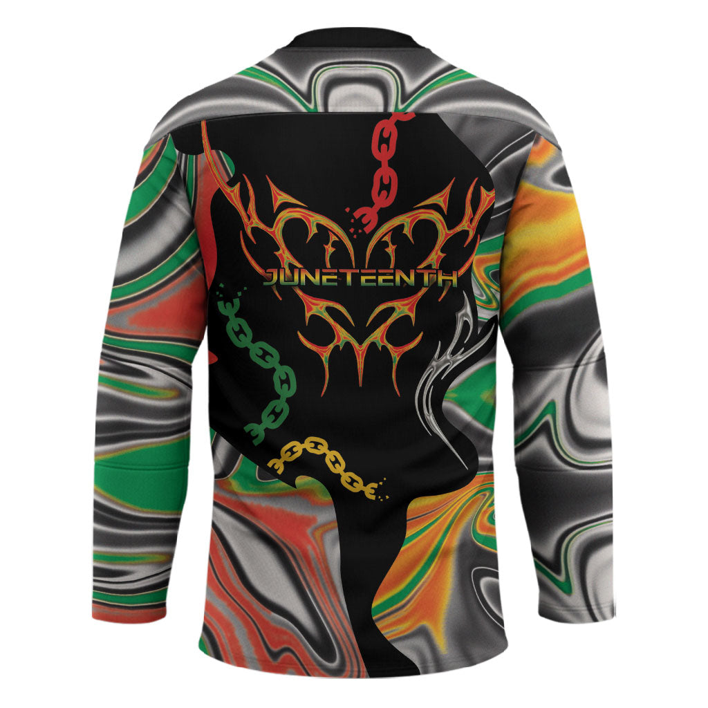 African Juneteenth Freedom Day 1865 Hockey Jersey Colors Liquid Marble With Broken Chains