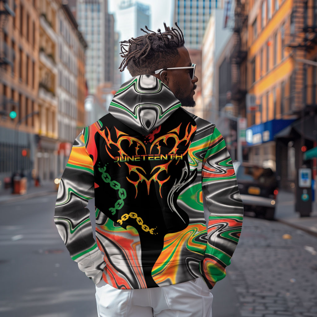 African Juneteenth Freedom Day 1865 Hoodie Colors Liquid Marble With Broken Chains