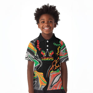 African Juneteenth Freedom Day 1865 Kid Polo Shirt Colors Liquid Marble With Broken Chains
