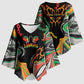 African Juneteenth Freedom Day 1865 Kimono Sleeve Blouse Colors Liquid Marble With Broken Chains