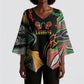 African Juneteenth Freedom Day 1865 Kimono Sleeve Blouse Colors Liquid Marble With Broken Chains