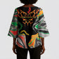 African Juneteenth Freedom Day 1865 Kimono Sleeve Blouse Colors Liquid Marble With Broken Chains