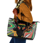 African Juneteenth Freedom Day 1865 Leather Tote Bag Colors Liquid Marble With Broken Chains
