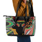 African Juneteenth Freedom Day 1865 Leather Tote Bag Colors Liquid Marble With Broken Chains