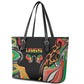 African Juneteenth Freedom Day 1865 Leather Tote Bag Colors Liquid Marble With Broken Chains