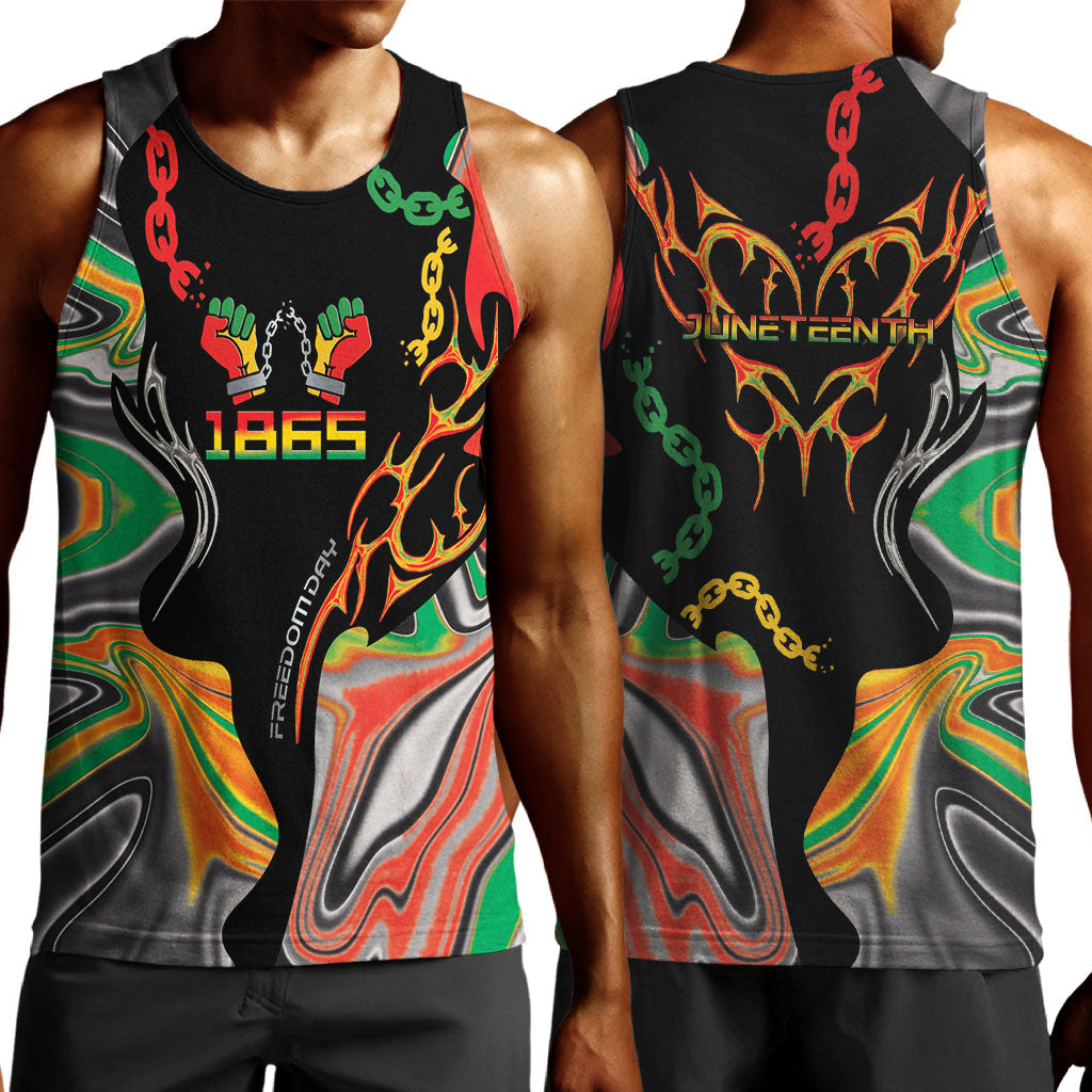 African Juneteenth Freedom Day 1865 Men Tank Top Colors Liquid Marble With Broken Chains