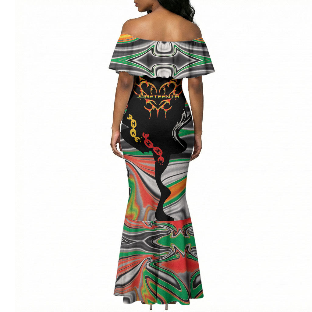 African Juneteenth Freedom Day 1865 Mermaid Dress Colors Liquid Marble With Broken Chains