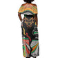 African Juneteenth Freedom Day 1865 Off Shoulder Maxi Dress Colors Liquid Marble With Broken Chains