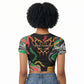 African Juneteenth Freedom Day 1865 Raglan Cropped T shirt Colors Liquid Marble With Broken Chains