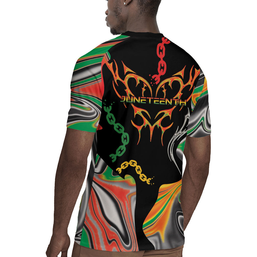 African Juneteenth Freedom Day 1865 Rugby Jersey Colors Liquid Marble With Broken Chains
