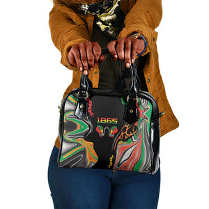 African Juneteenth Freedom Day 1865 Shoulder Handbag Colors Liquid Marble With Broken Chains