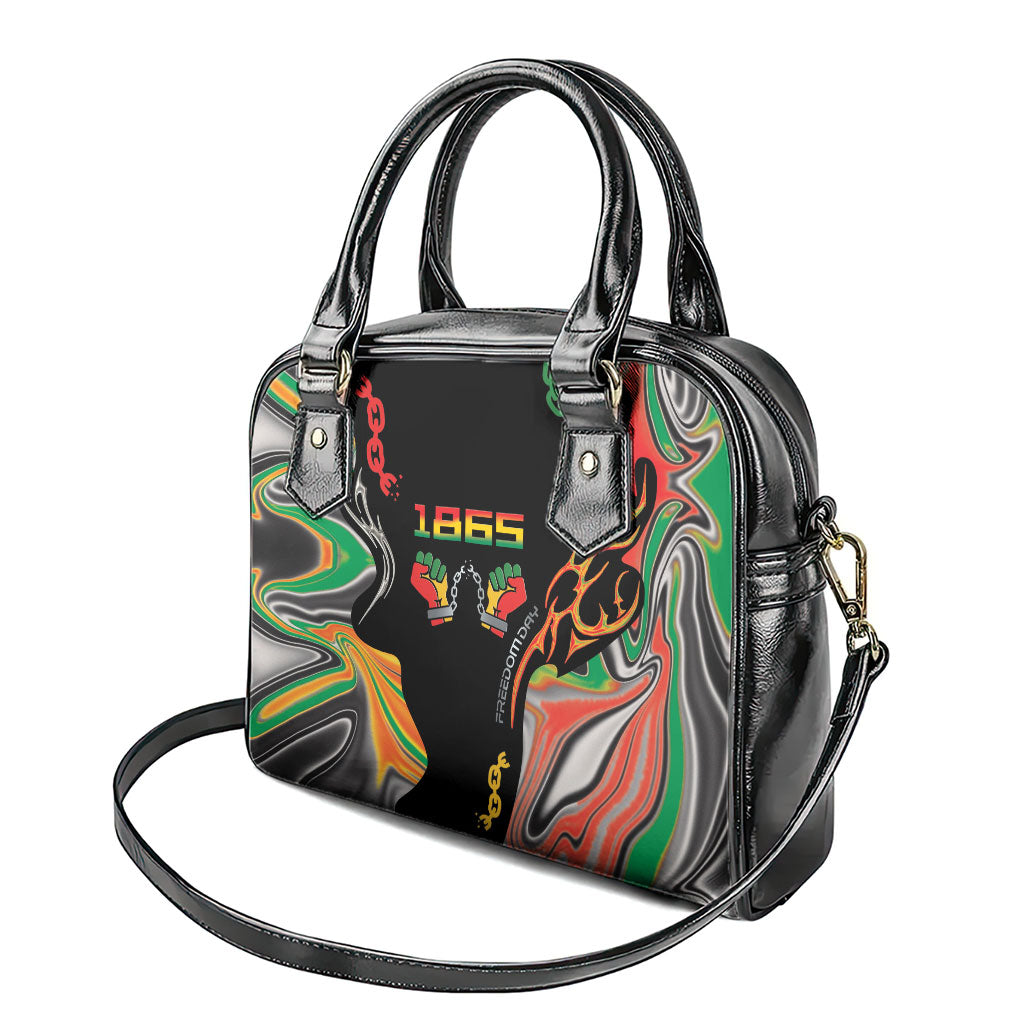 African Juneteenth Freedom Day 1865 Shoulder Handbag Colors Liquid Marble With Broken Chains