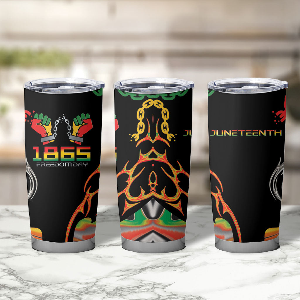 African Juneteenth Freedom Day 1865 Tumbler Cup Colors Liquid Marble With Broken Chains