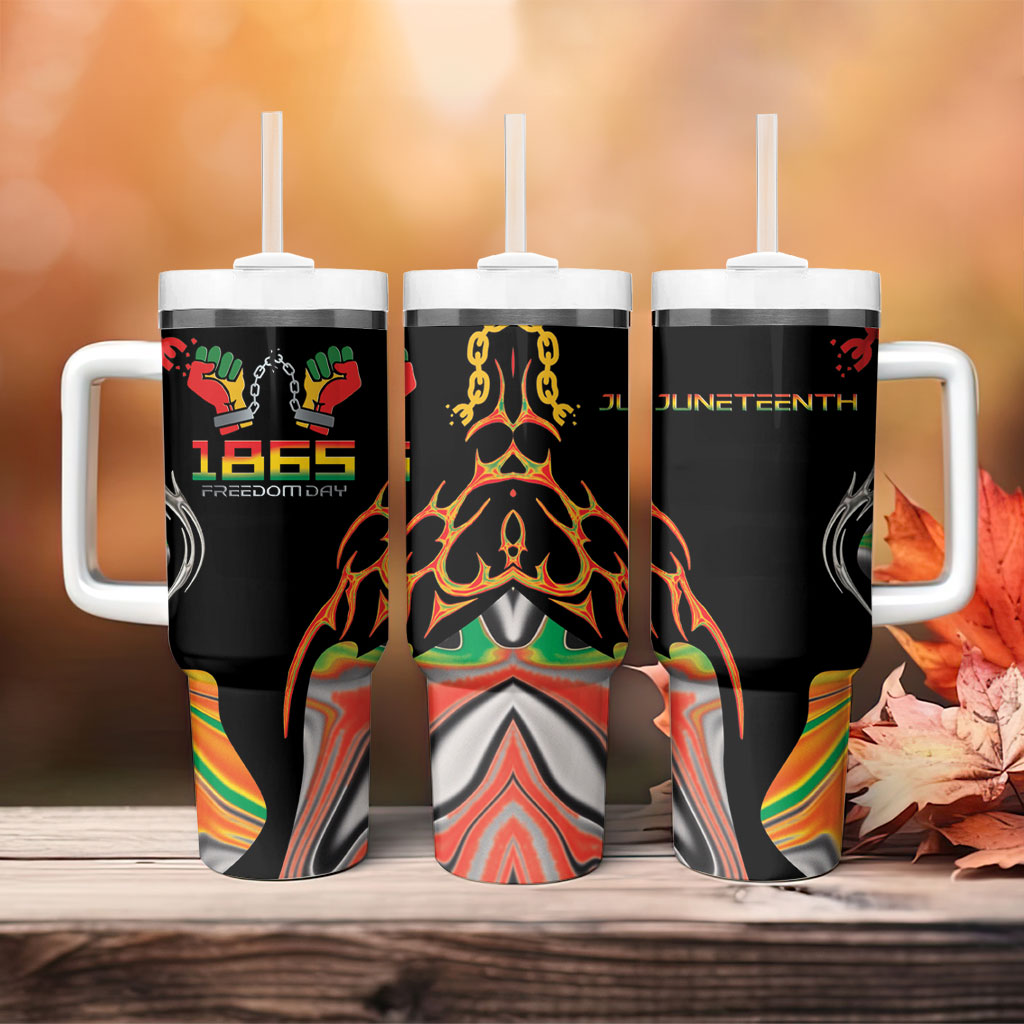 African Juneteenth Freedom Day 1865 Tumbler With Handle Colors Liquid Marble With Broken Chains