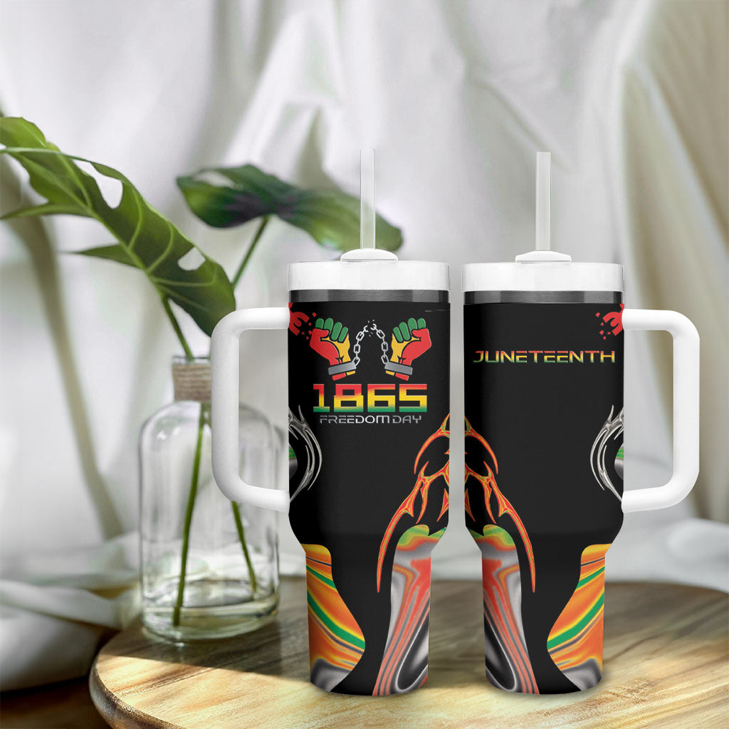 African Juneteenth Freedom Day 1865 Tumbler With Handle Colors Liquid Marble With Broken Chains