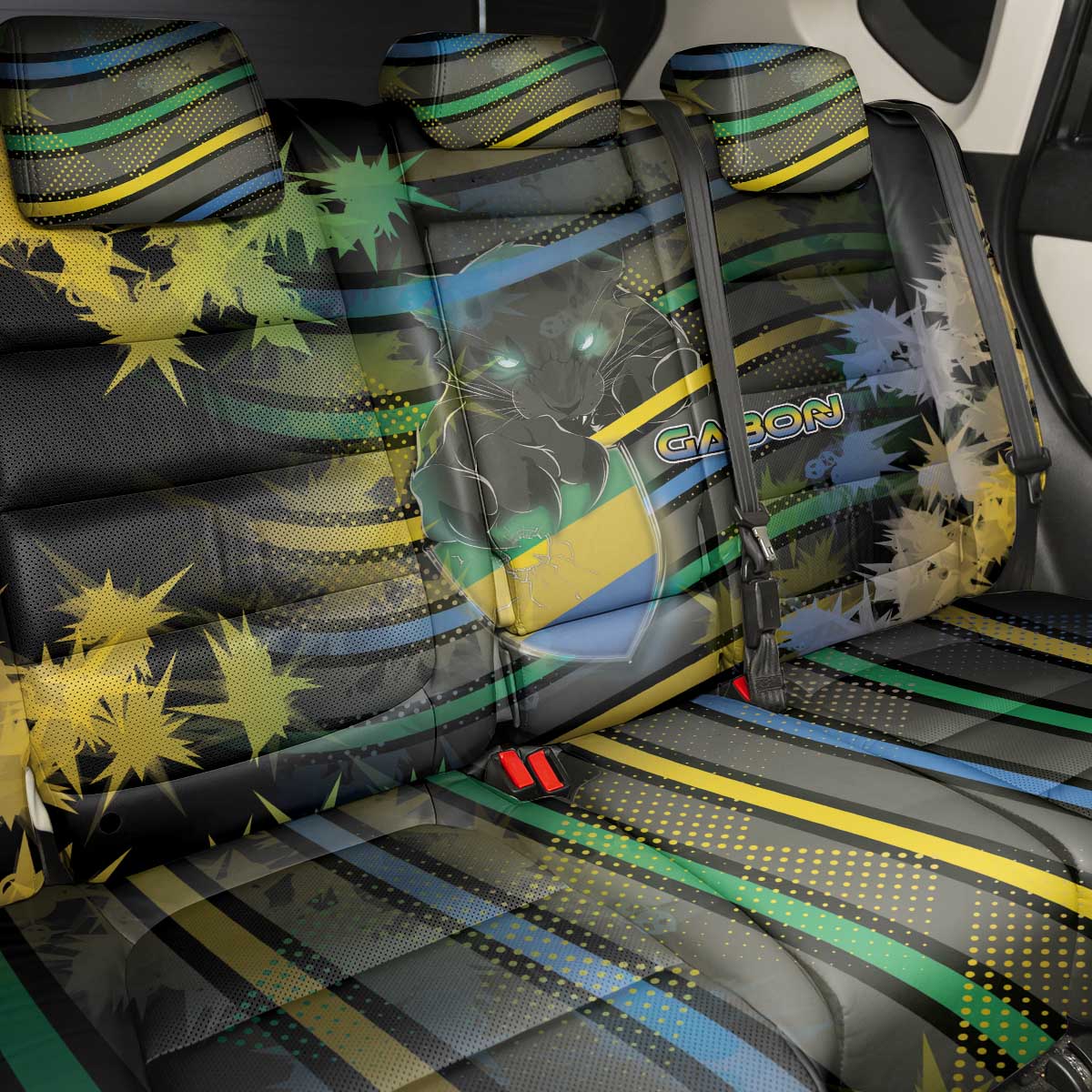Gabon Back Car Seat Cover Panther Strike Striped Style