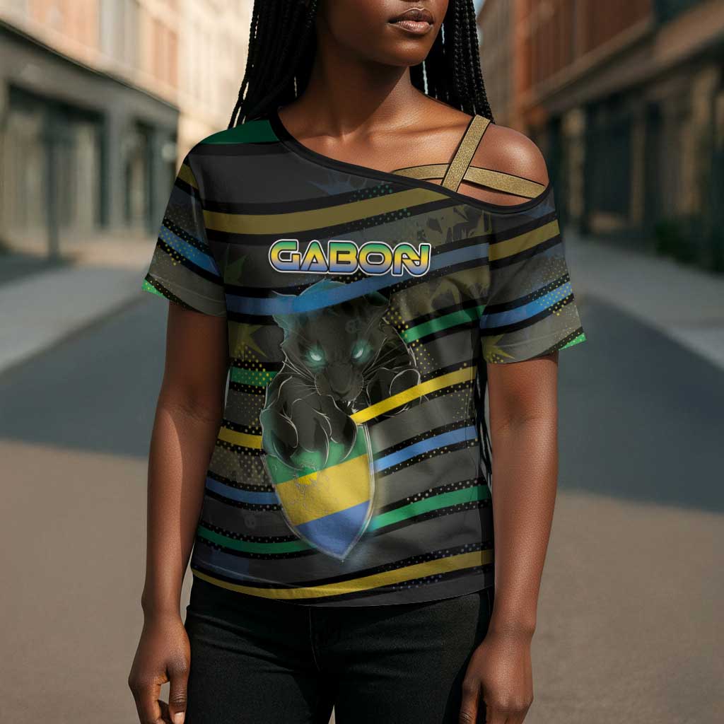 Personalized Gabon Cross Shoulder Shirt Panther Strike Striped Style