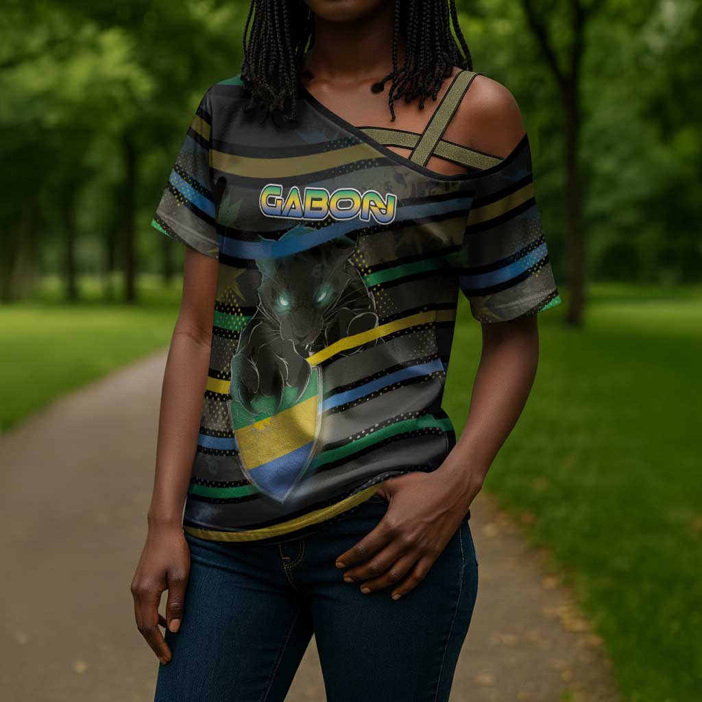 Personalized Gabon Cross Shoulder Shirt Panther Strike Striped Style
