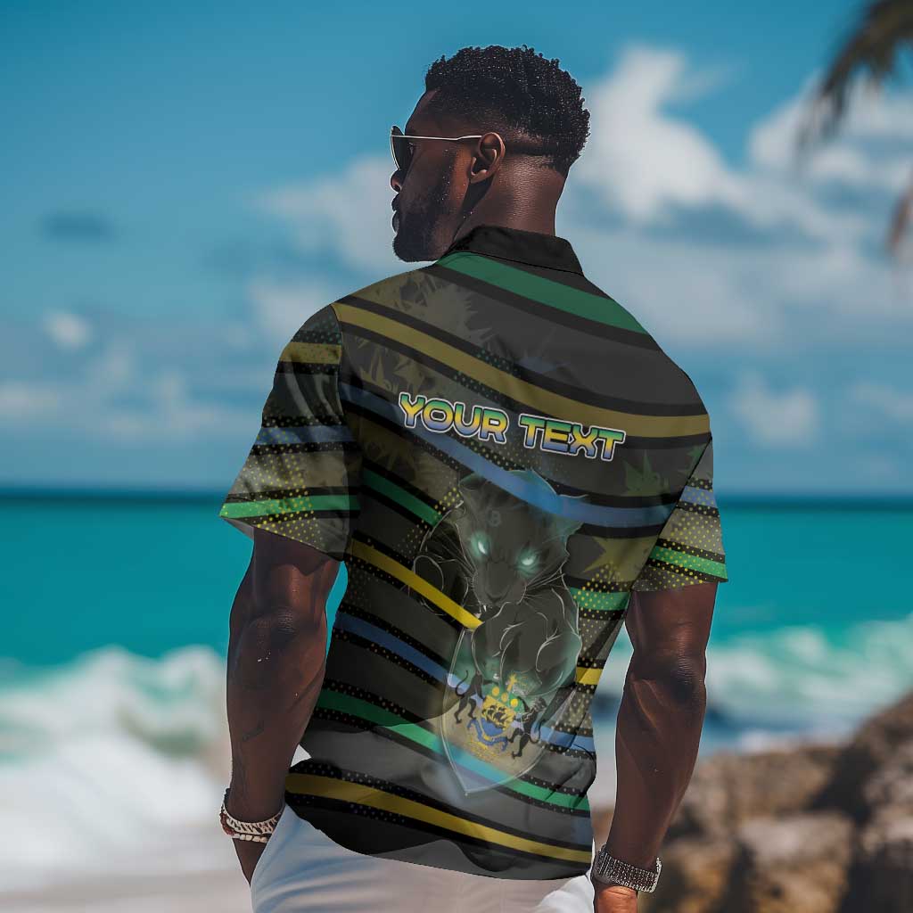 Personalized Gabon Hawaiian Shirt Panther Strike Striped Style