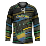 Personalized Gabon Hockey Jersey Panther Strike Striped Style