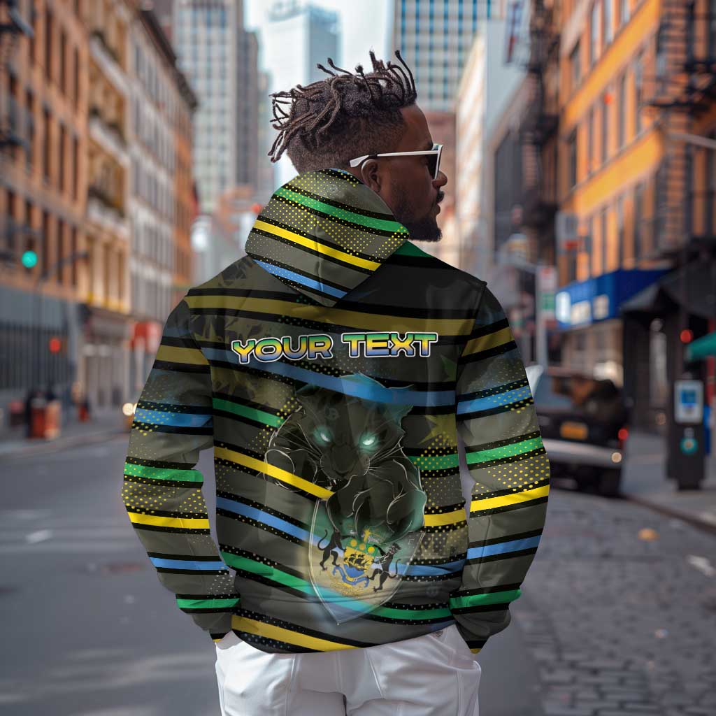 Personalized Gabon Hoodie Panther Strike Striped Style