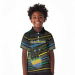 Personalized Gabon Kid Polo Shirt Panther Strike Striped Style