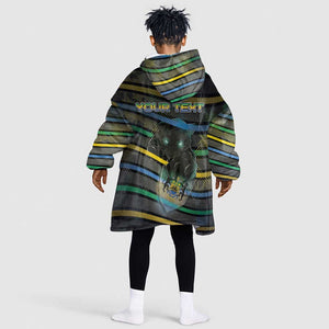 Personalized Gabon Kid Wearable Blanket Hoodie Panther Strike Striped Style