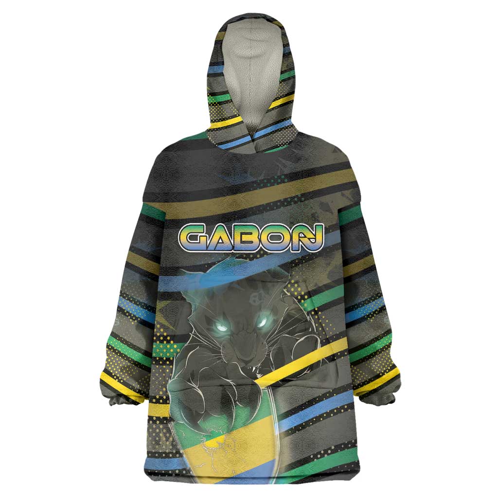 Personalized Gabon Kid Wearable Blanket Hoodie Panther Strike Striped Style