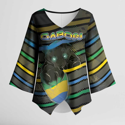 Personalized Gabon Kimono Sleeve Blouse Panther Strike Striped Style