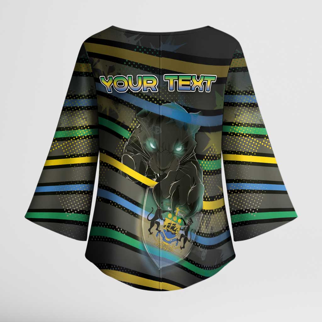 Personalized Gabon Kimono Sleeve Blouse Panther Strike Striped Style