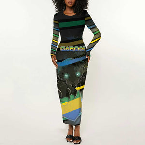 Personalized Gabon Long Sleeve Bodycon Dress Panther Strike Striped Style