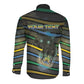 Personalized Gabon Long Sleeve Button Shirt Panther Strike Striped Style