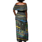 Personalized Gabon Off Shoulder Maxi Dress Panther Strike Striped Style