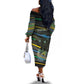 Personalized Gabon Off The Shoulder Long Sleeve Dress Panther Strike Striped Style