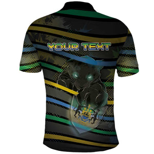 Personalized Gabon Polo Shirt Panther Strike Striped Style