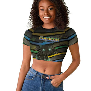 Personalized Gabon Raglan Cropped T shirt Panther Strike Striped Style