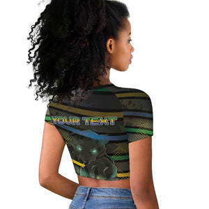 Personalized Gabon Raglan Cropped T shirt Panther Strike Striped Style