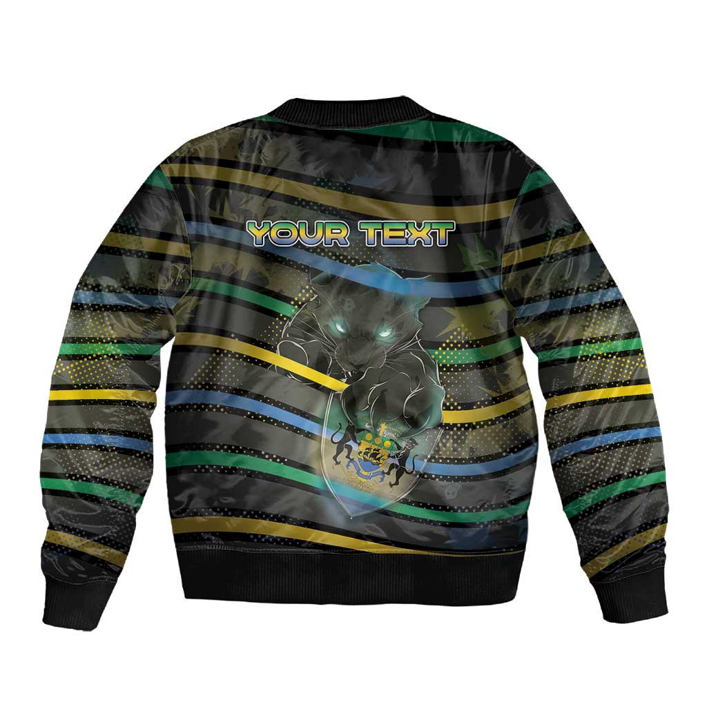 Personalized Gabon Sleeve Zip Bomber Jacket Panther Strike Striped Style