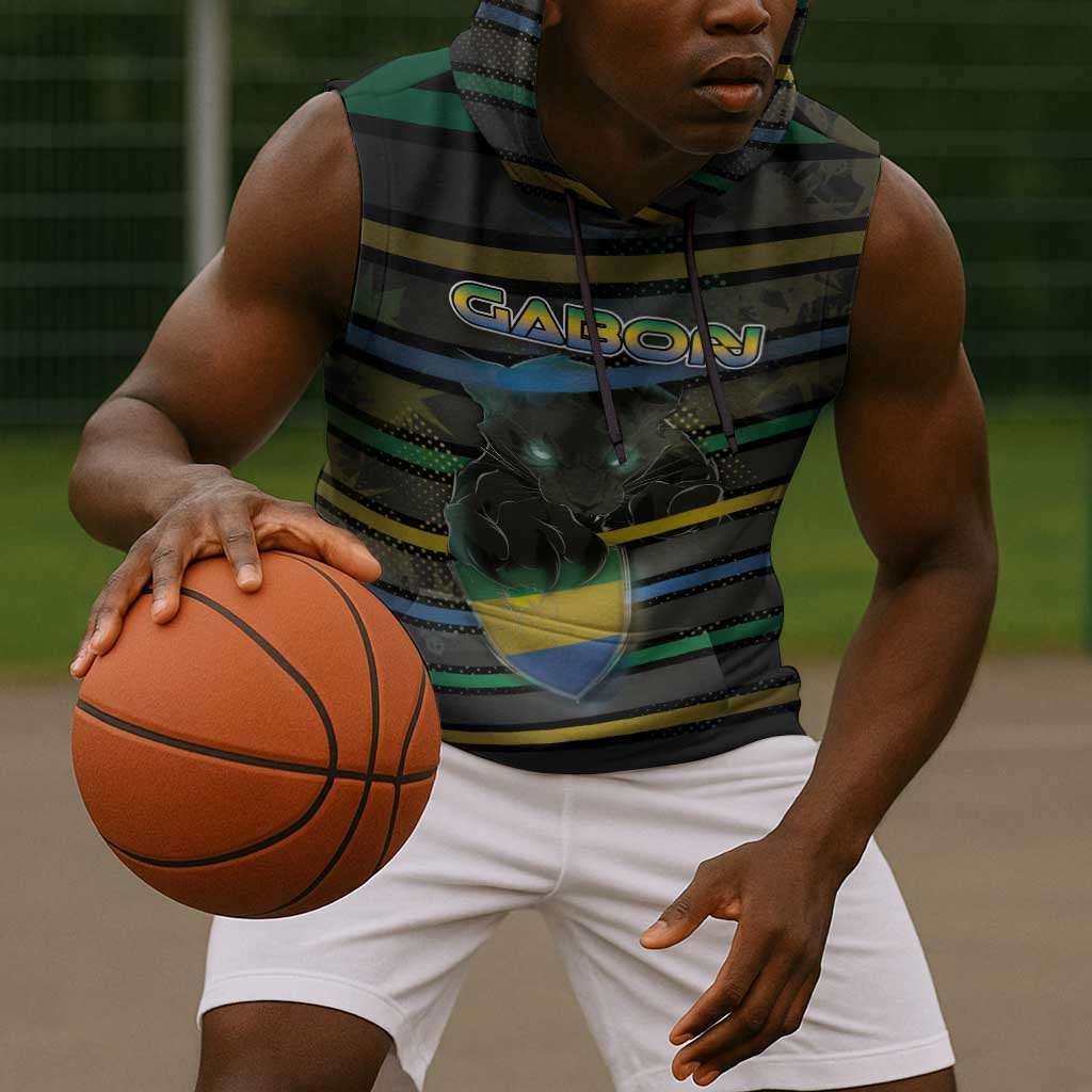 Personalized Gabon Sleeveless Hoodie Panther Strike Striped Style