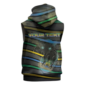Personalized Gabon Sleeveless Zip Hoodie Panther Strike Striped Style